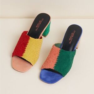 NIB Charlotte Stone Lenu Woven Suede Open-Toed Heels in Kingston - Size 8